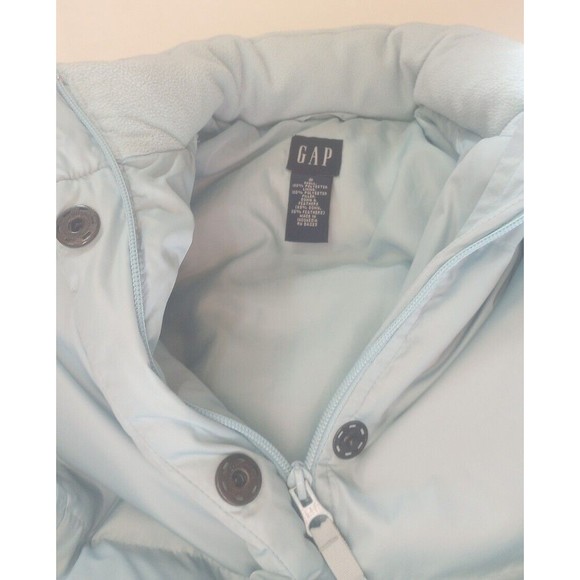 Gap Women's Size Small Puffer Down Jacket Baby Blue Button Zip Pockets- Quilted - Picture 11 of 12